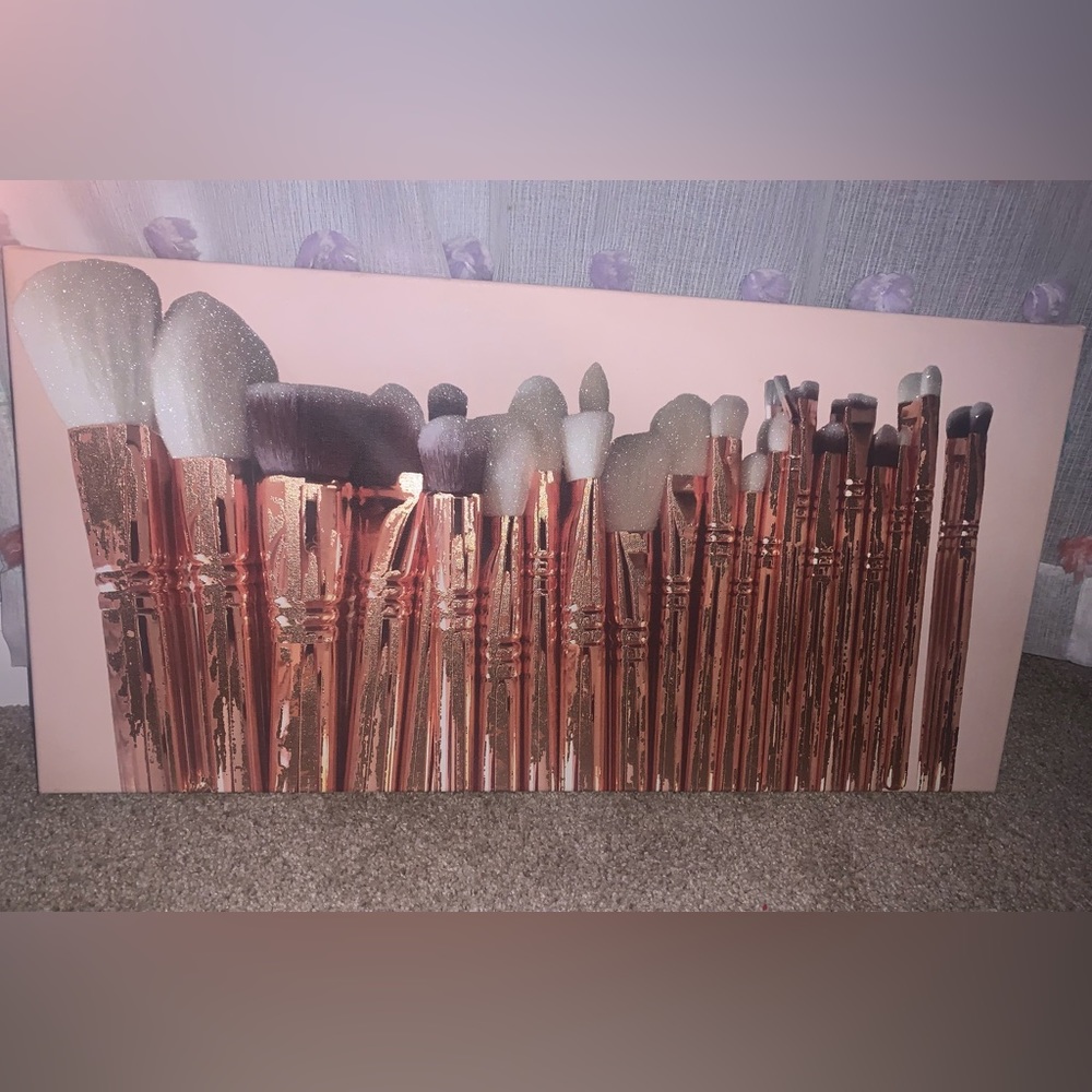 Rose Gold Makeup Brush Wall Decor